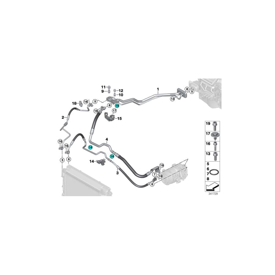 Genuine BMW 64509252992 F15 F16 Suction Pipe Evaporator-Compressor R134A (Inc. X6 40dX, X5 40dX & X5 30dX)
