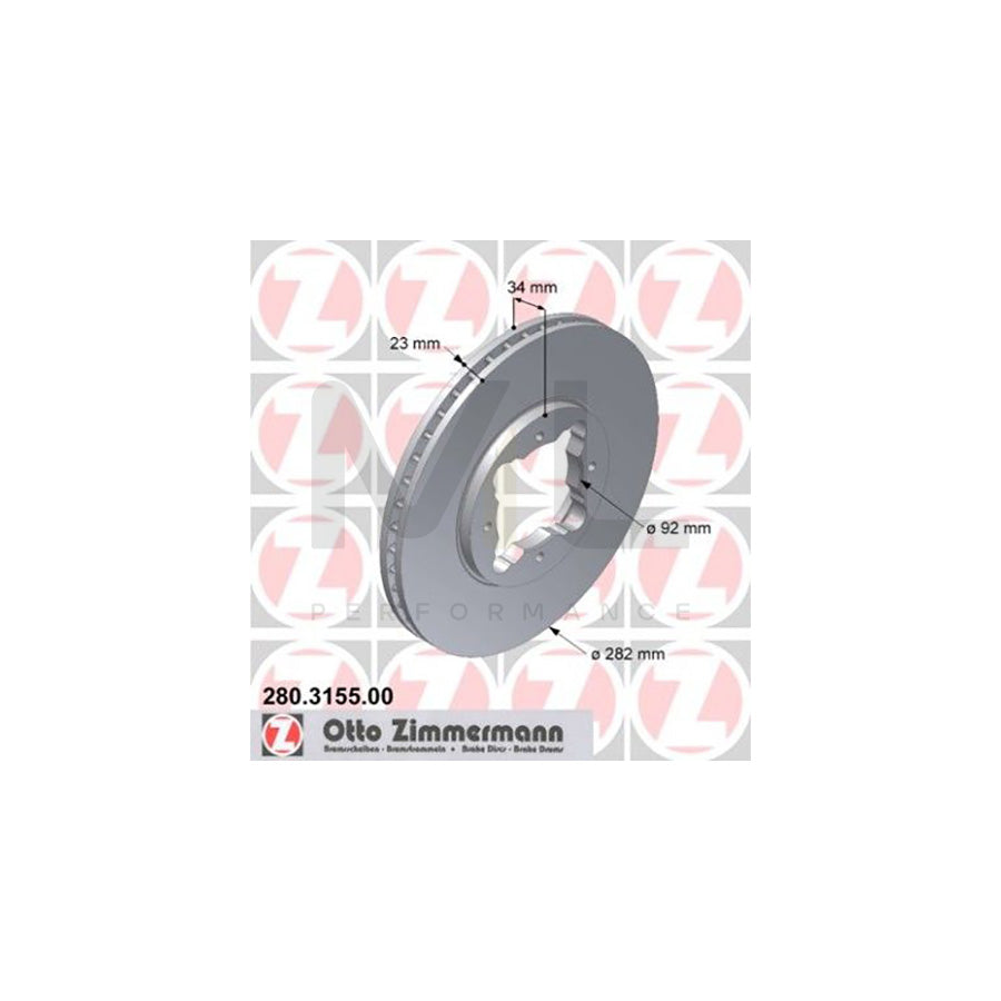 ZIMMERMANN 280.3155.00 Brake Disc Internally Vented - 1 piece