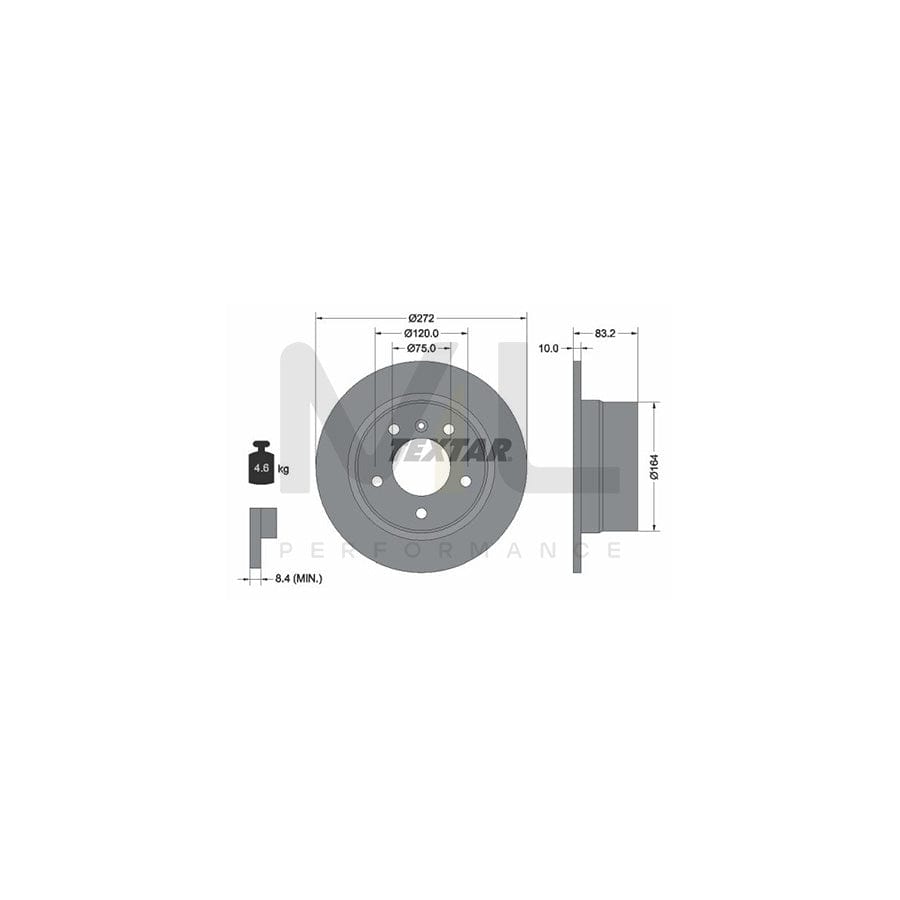 TEXTAR 92076700 Brake Disc for BMW Z3 Solid, without wheel hub, without wheel studs - 1 piece