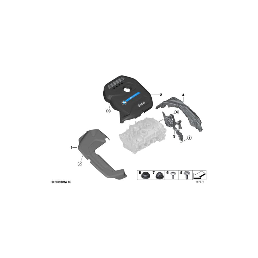 Genuine BMW 11128645876 F30 Acoustic Cover Front (Inc. 330e)
