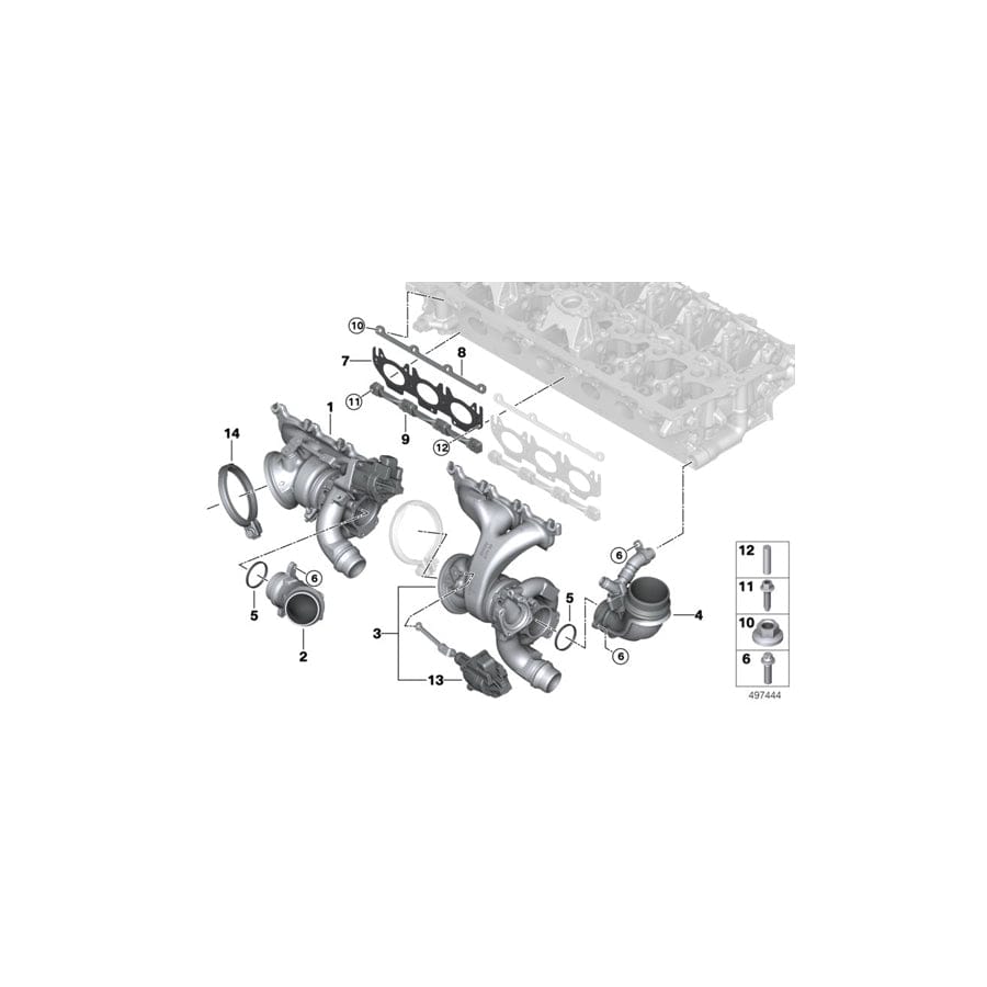 Genuine BMW 11658469097 Exchange Turbocharger With Exh.Manifold ZYL. 1-3 (Inc. X3 M & X4 M)