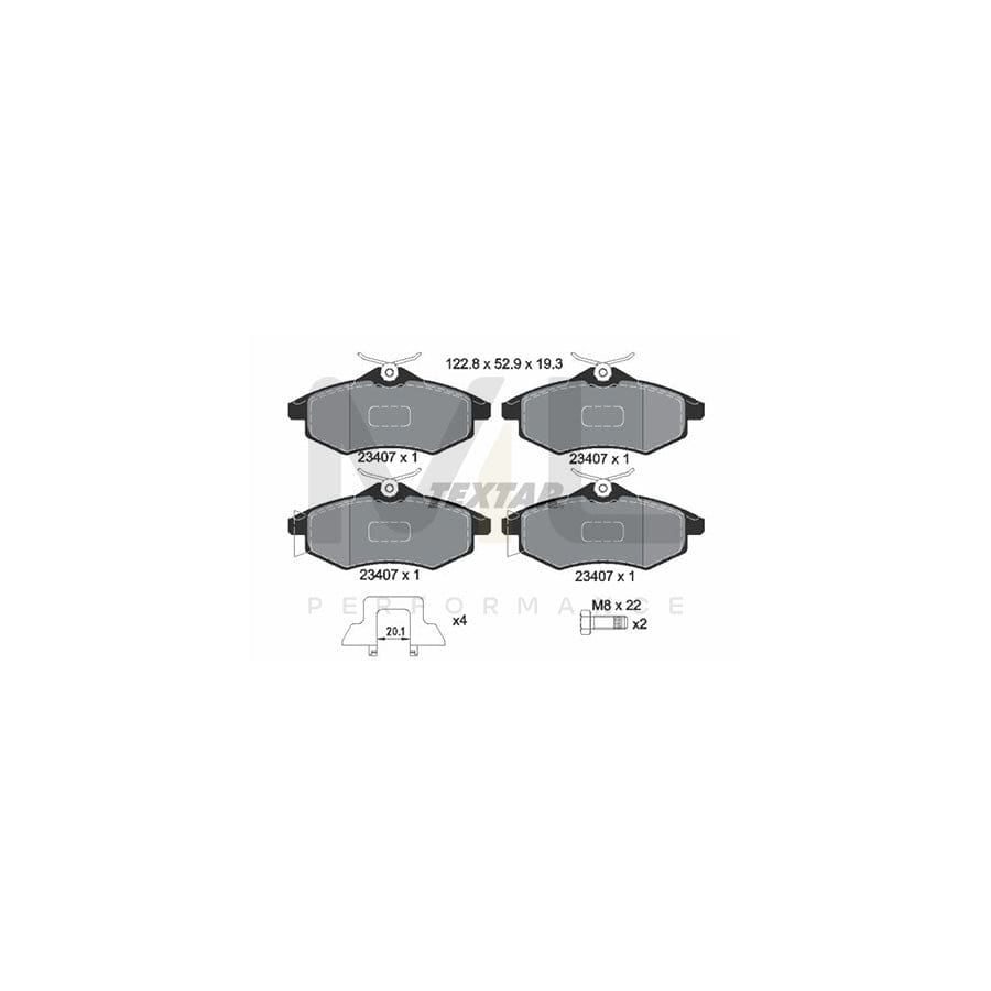 TEXTAR 2340702 Brake pad set not prepared for wear indicator, with accessories