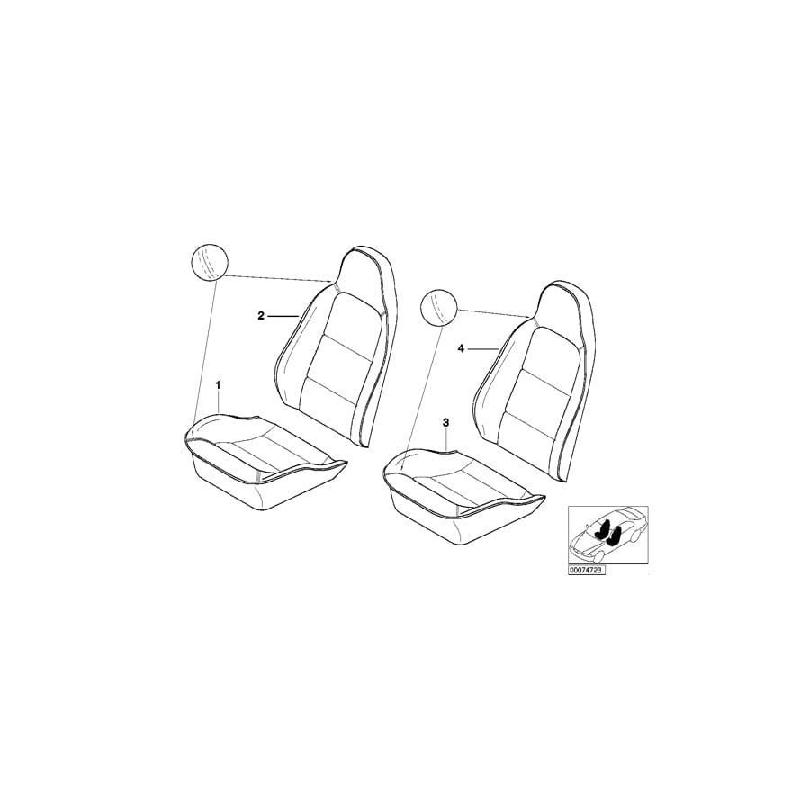 Genuine BMW 52108011812 E36 Seat Upholstery With Strip TINTENBLAU/SW (Inc. Z3)