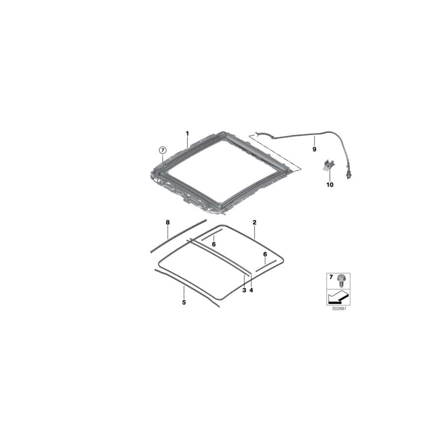 Genuine BMW 54107933441 F40 F39 Rain Gutter Seal (Inc. 116d, M135iX & 120dX)