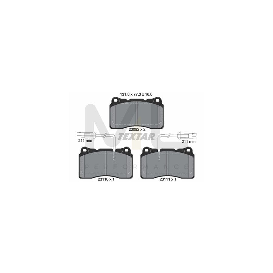 TEXTAR 2309201 Brake pad set with integrated wear warning contact