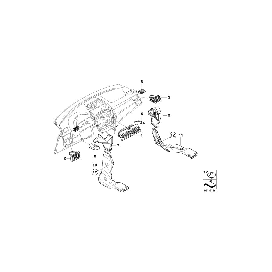 Genuine BMW 64223405814 E83 Right Floor Heater Duct (Inc. X3)