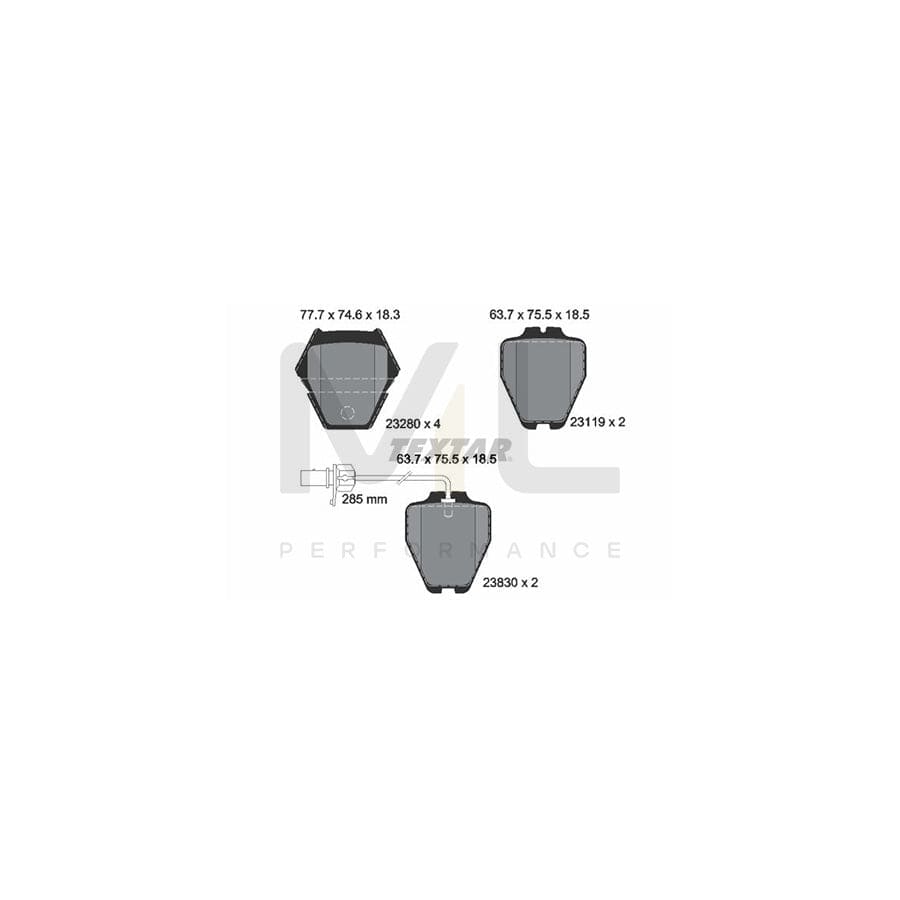 TEXTAR 2328001 Brake pad set with integrated wear warning contact