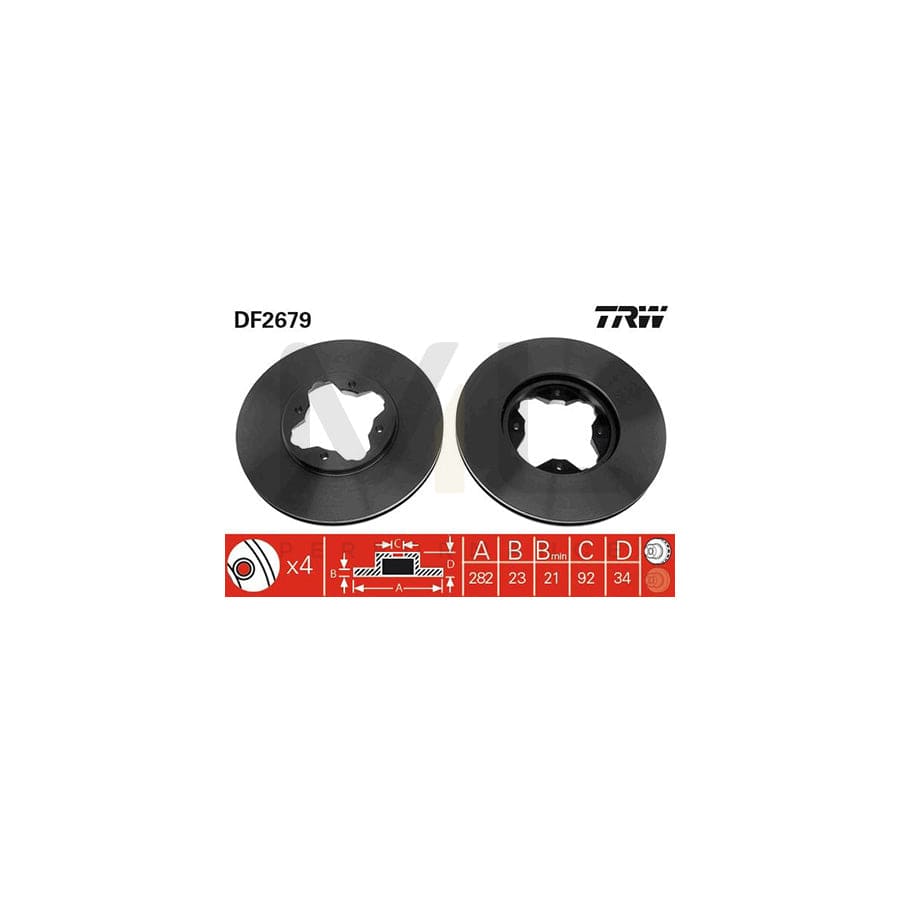 TRW DF2679 Brake Disc Vented, Painted - 1 piece