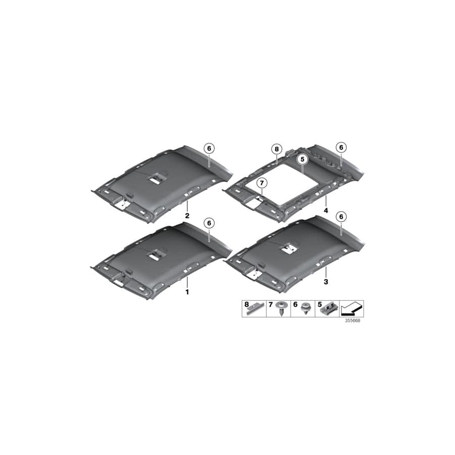 Genuine BMW 51448050109 E84 Headlining Panoramic Roof ANTHRAZIT (Inc. X1 25dX, X1 28iX & X1 16i)
