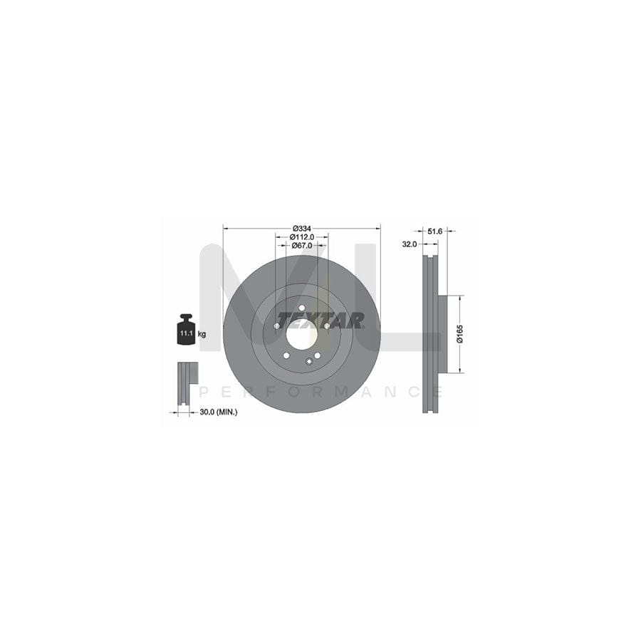 TEXTAR PRO+ 92151705 Brake Disc suitable for MERCEDES-BENZ SL Convertible (R129) Internally Vented, Coated, High-carbon, without wheel hub, without wheel studs - 1 piece