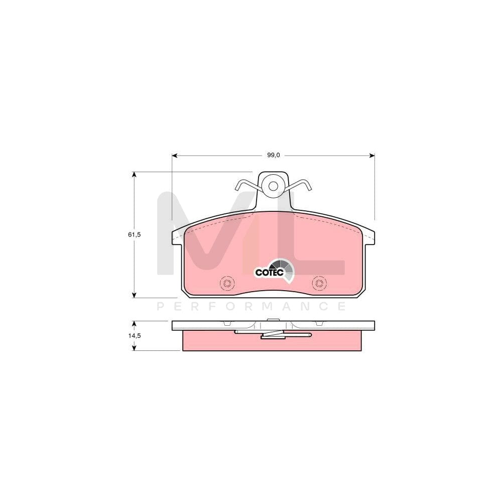 TRW Cotec Gdb3202 Brake Pad Set Not Prepared For Wear Indicator