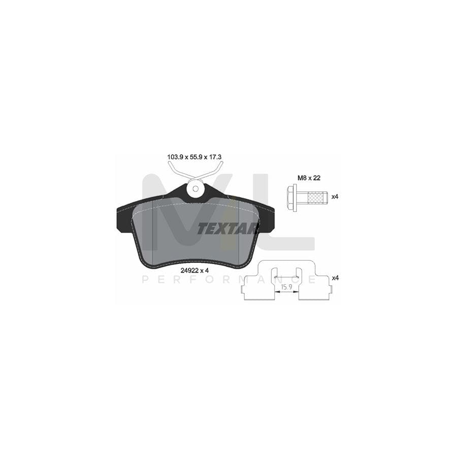 TEXTAR 2492201 Brake pad set not prepared for wear indicator