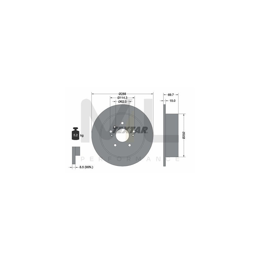 TEXTAR PRO 92171603 Brake Disc Solid, Coated, without wheel hub, without wheel studs - 1 piece