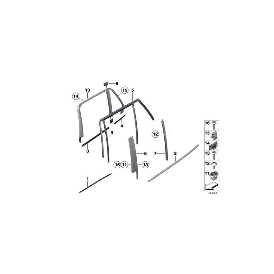 Genuine BMW 51352990319 E84 Window Guide, Left Rear Door (Inc. X1 16d, X1 18d & X1 25iX)