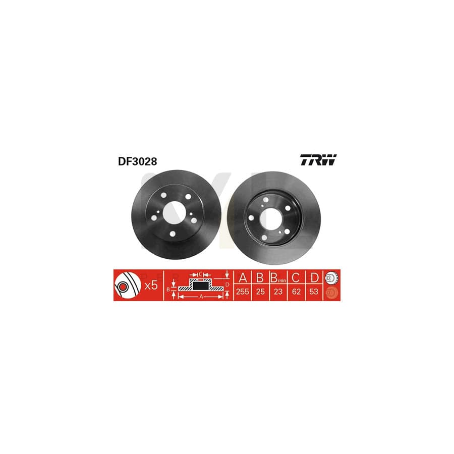 TRW DF3028 Brake Disc Vented - 1 piece
