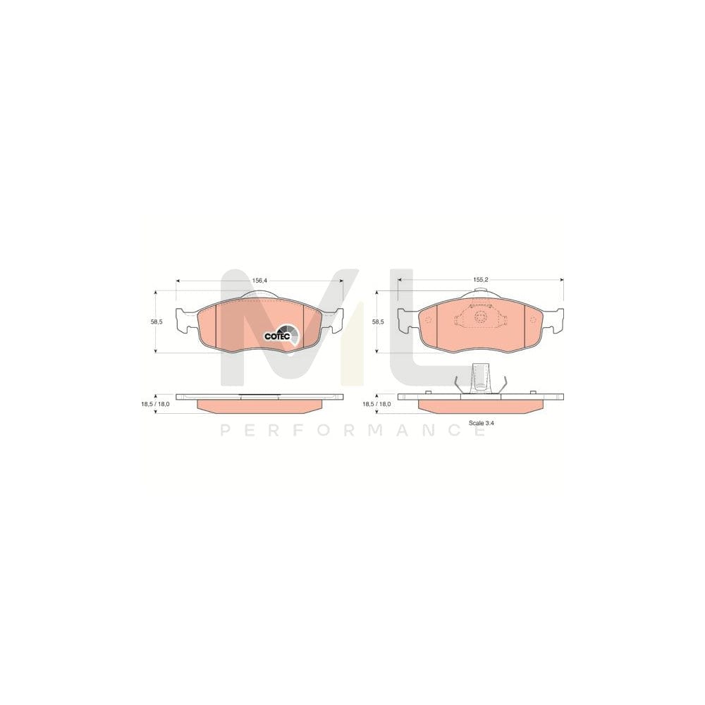 TRW Cotec Gdb1107 Brake Pad Set Not Prepared For Wear Indicator