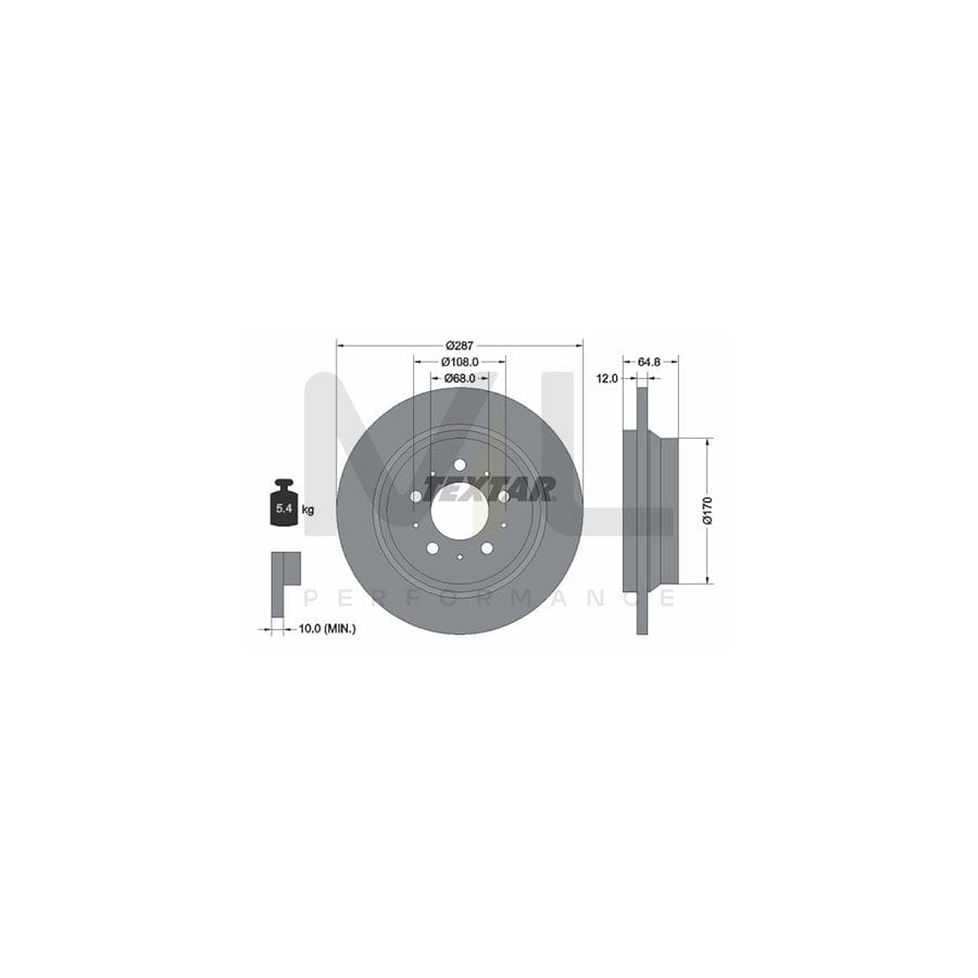 TEXTAR 92100700 Brake Disc Solid, without wheel hub, without wheel studs - 1 piece