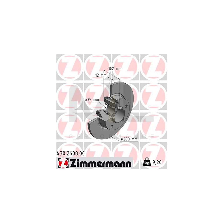 ZIMMERMANN 430.2608.00 Brake Disc Solid, with ABS sensor ring, with wheel bearing - 1 piece