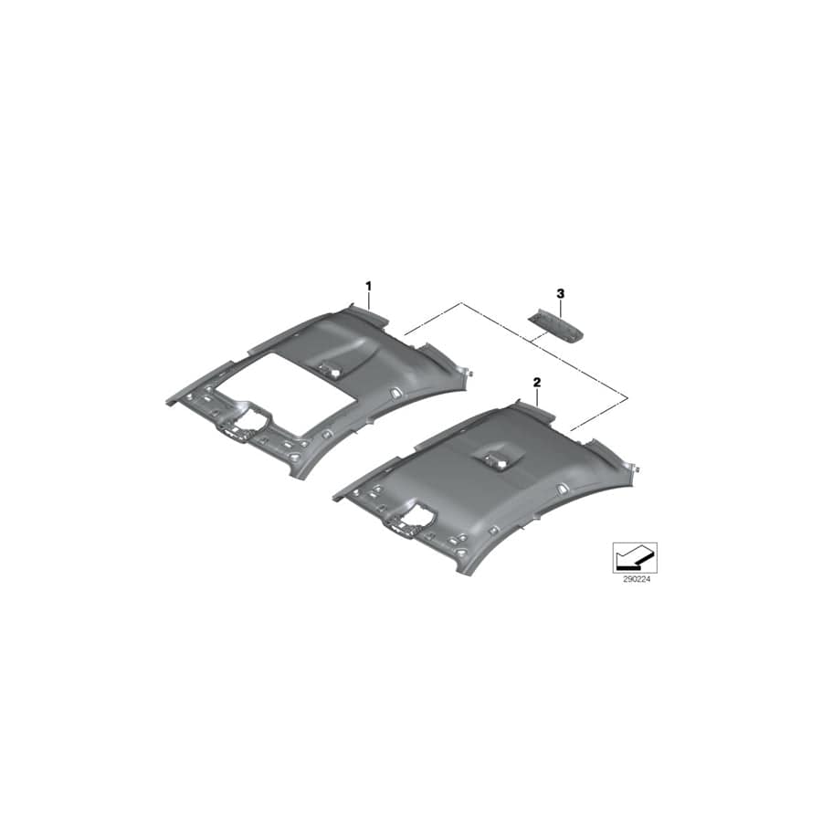 Genuine BMW 51448032799 F06 Molded Headliner, Alcantara PLATIN (Inc. 650iX 4.4, 650i & 640dX)