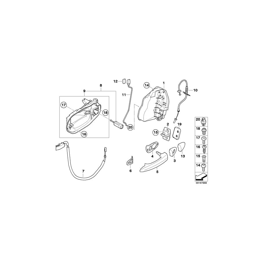Genuine BMW 51213403758 E83 Lock Cylinder Base Right (Inc. X3)