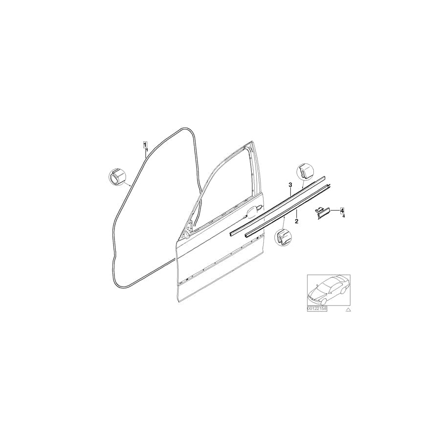 Genuine BMW 51338250398 E46 Inner Right Window Channel Cover (Inc. 318ti, 316ti & 318td)