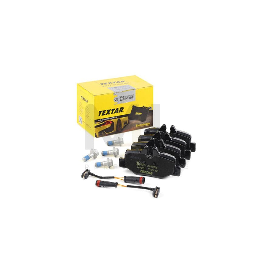 TEXTAR 2400801 Brake pad set incl. wear warning contact, with brake caliper screws