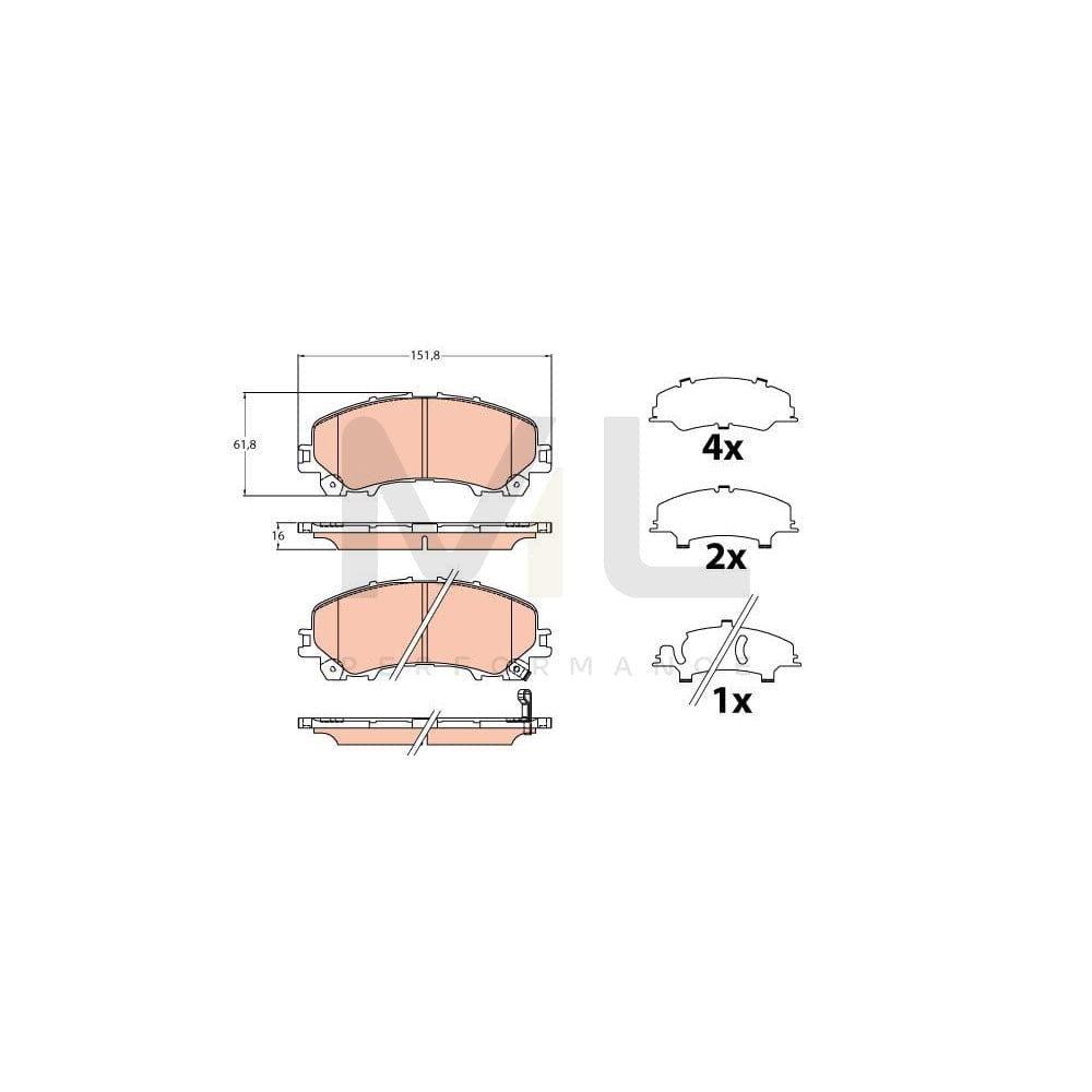 TRW Gdb2222 Brake Pad Set With Acoustic Wear Warning, With Accessories