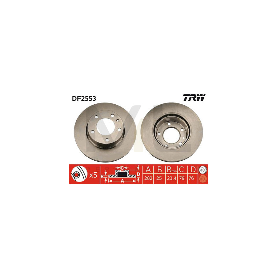TRW DF2553 Brake Disc Vented - 1 piece