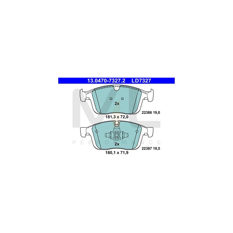 ATE 13.0470-7327.2 Brake pad set for VOLVO XC60 I (156) excl. wear warning contact, prepared for wear indicator