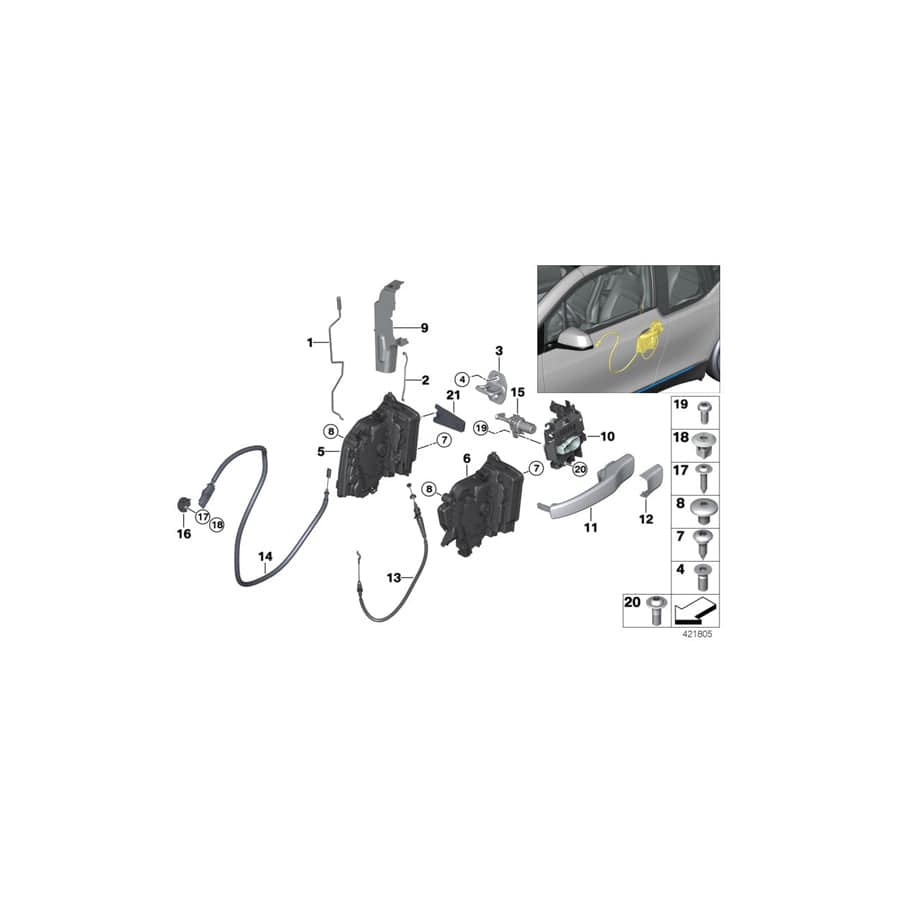 Genuine BMW 51217379772 Handle Bracket, Right Prime-Coated (Inc. i3 94Ah Rex, i3s 94Ah Rex & i3 60Ah)