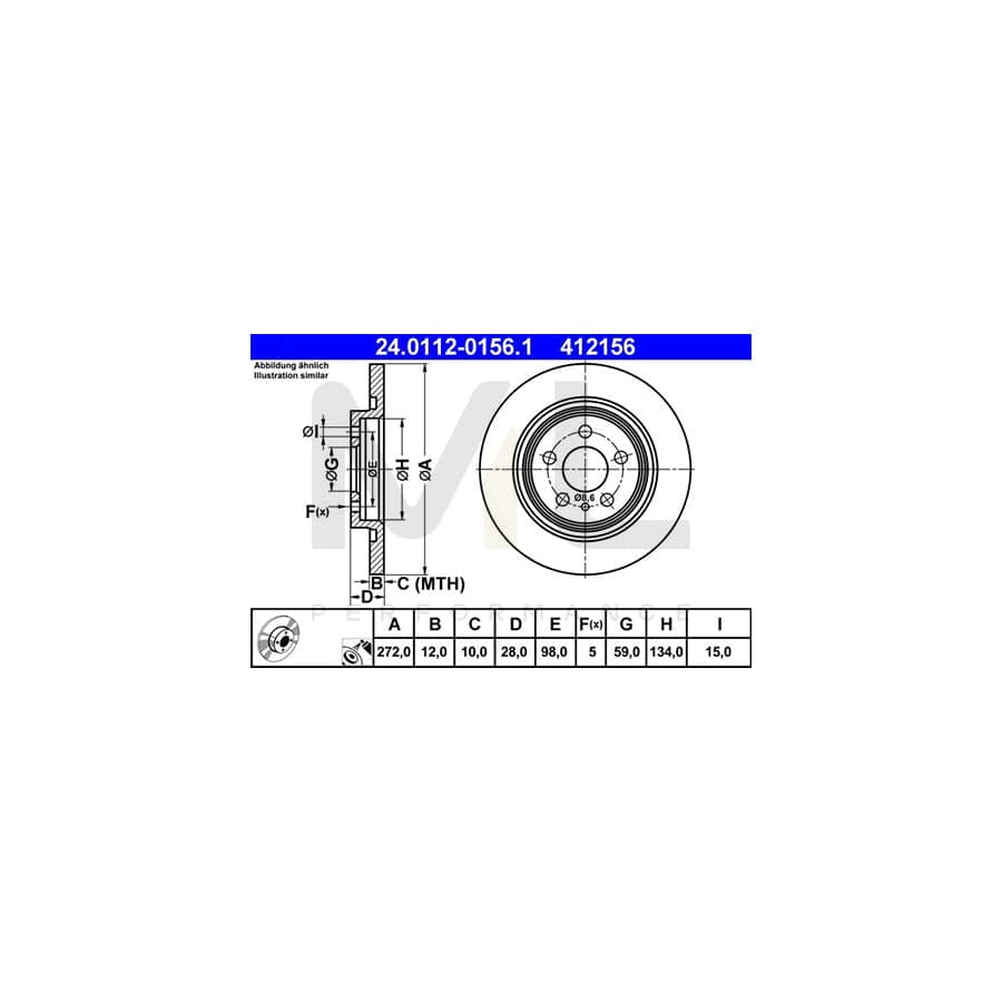 ATE 24.0112-0156.1 Brake Disc Solid, Coated - 1 piece