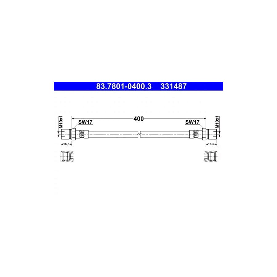 ATE 83.7801-0400.3 Brake Hose for Ferrari Dino 246 Gt