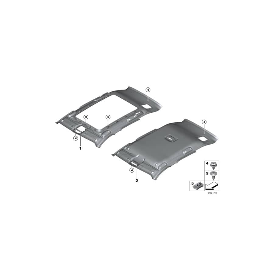 Genuine BMW 51449459401 F48 Headlining Panoramic Roof OYSTER (Inc. X1 28i & X1 28iX)