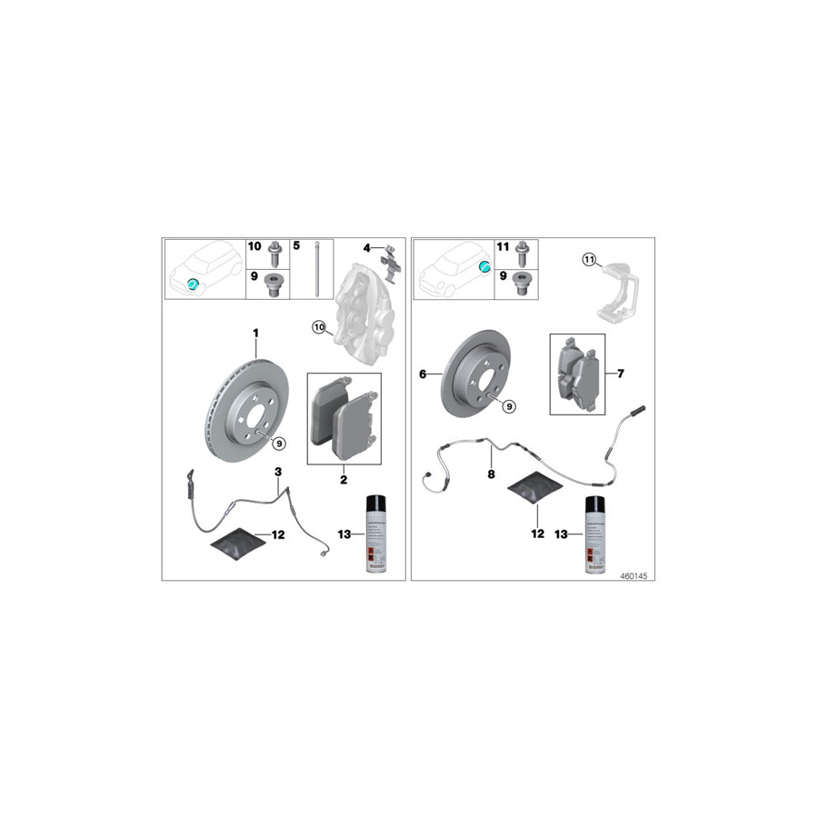 Genuine BMW 34116888458 G30 G07 G11 Repair Kit, Brake Pads Asbestos-Free (Inc. 740e, X6 40iX & X7 40iX)