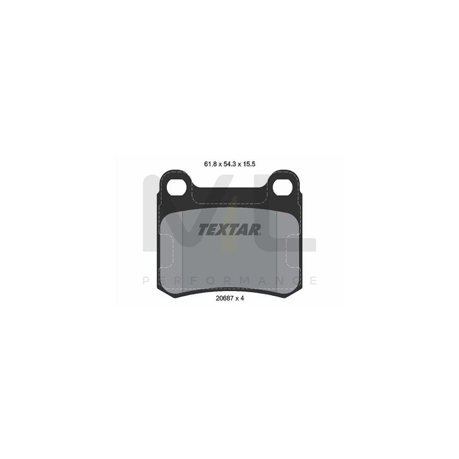 TEXTAR 2068701 Brake pad set not prepared for wear indicator