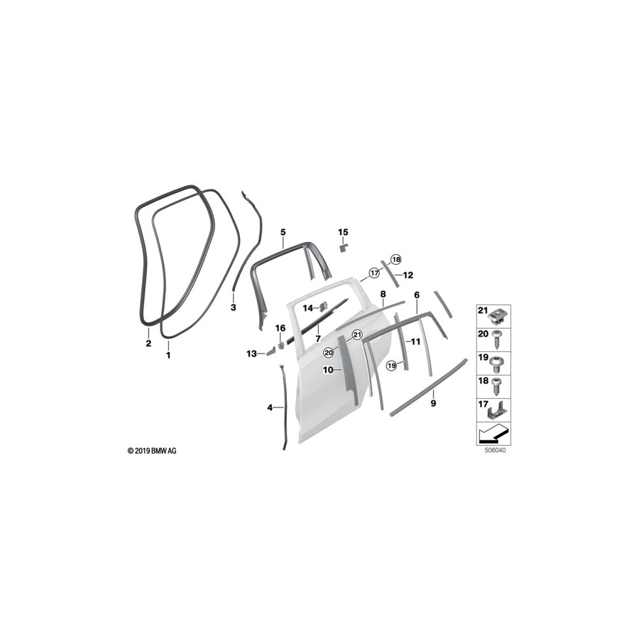 Genuine BMW 51357437783 G06 Window Well Seal, Inner, Door, Rear Lft (Inc. X6 30dX, X6 40i & X6 M50dX)