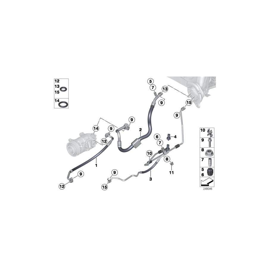 Genuine BMW 64539212232 F33 F20 F21 Suction Pipe Evaporator-Compressor R134A (Inc. 114d, 418d & 316d)
