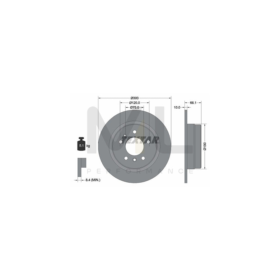 TEXTAR 92042600 Brake Disc for BMW 7 (E32) Solid, without wheel hub, without wheel studs - 1 piece