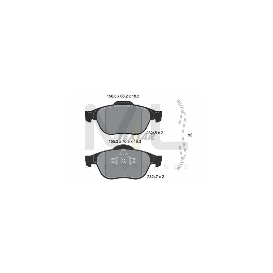 TEXTAR 2324502 Brake pad set not prepared for wear indicator, with accessories
