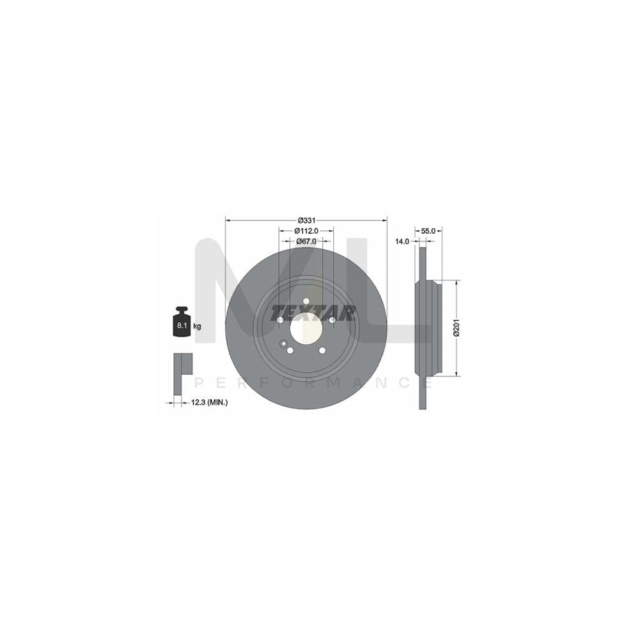 TEXTAR PRO 92103303 Brake Disc suitable for MERCEDES-BENZ ML-Class (W163) Solid, Coated, without wheel hub, without wheel studs - 1 piece
