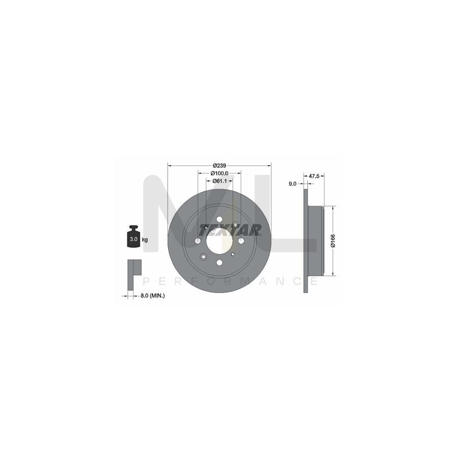 TEXTAR 92077900 Brake Disc Solid, without wheel hub, without wheel studs - 1 piece
