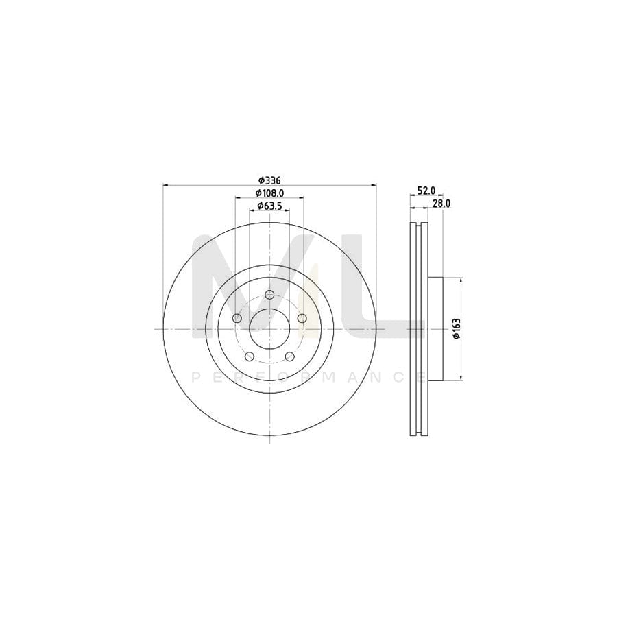 HELLA PRO High Carbon 8DD 355 125-221 Brake Disc for FORD Focus Mk2 Hatchback (DA_, HCP, DP) Internally Vented, Coated, High-carbon, without wheel hub, without wheel studs | ML Performance Car Parts