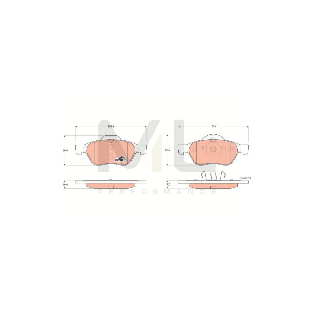 TRW Cotec Gdb1540 Brake Pad Set For Renault Laguna Not Prepared For Wear Indicator