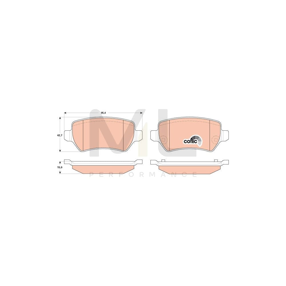 TRW Cotec Gdb1831 Brake Pad Set Not Prepared For Wear Indicator, With Brake Caliper Screws, With Accessories
