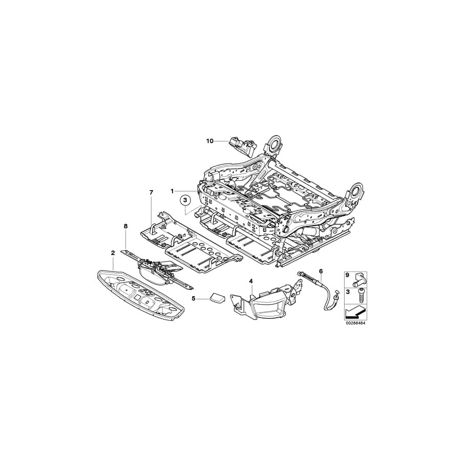 Genuine BMW 52107250055 E70 E72 E71 Seat Mechanism, Semi-Electric, Left (Inc. Hybrid X6, X5 40iX & X5 3.0si)