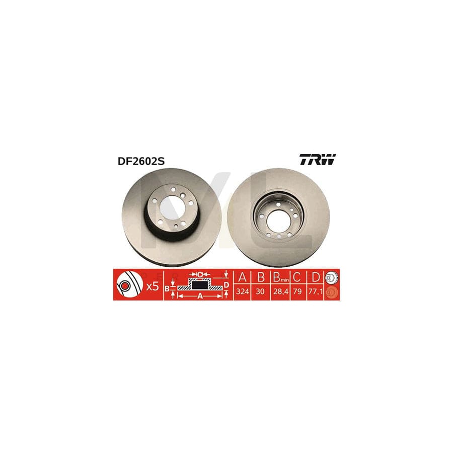 TRW DF2602S Brake Disc Vented, Painted - 1 piece