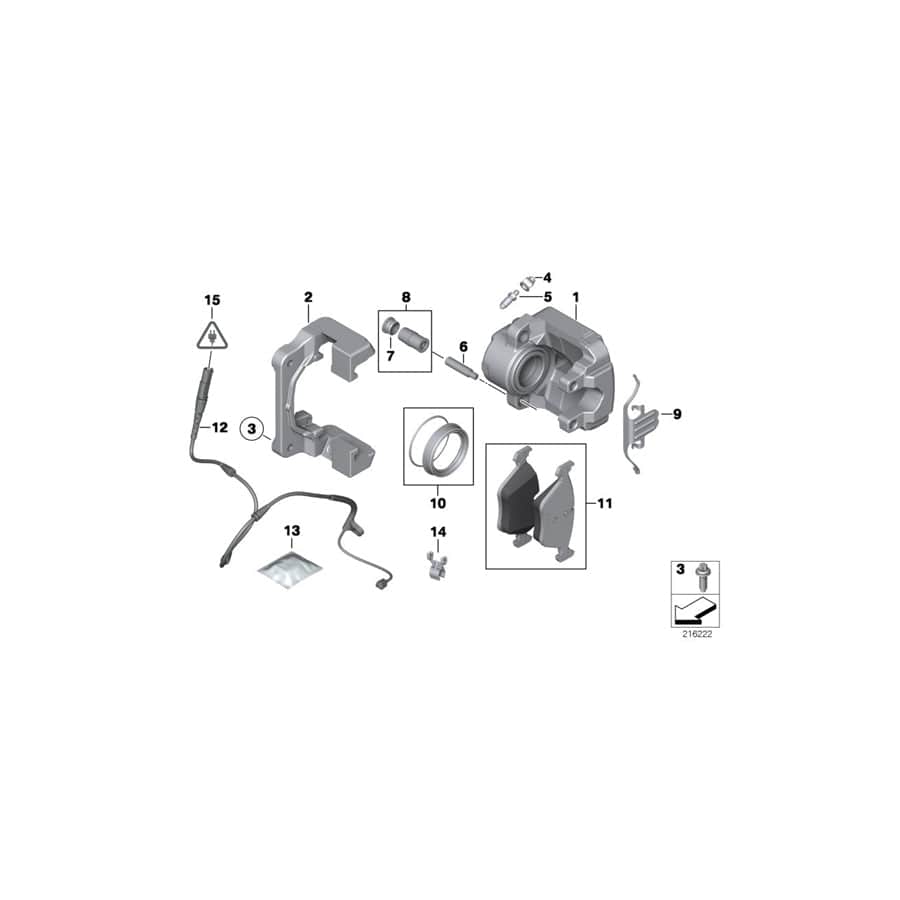 Genuine BMW 34116788431 F16 E70 E72 Caliper Housing Left (Inc. X5 50iX 4.4, X6 50iX & Hybrid X6)