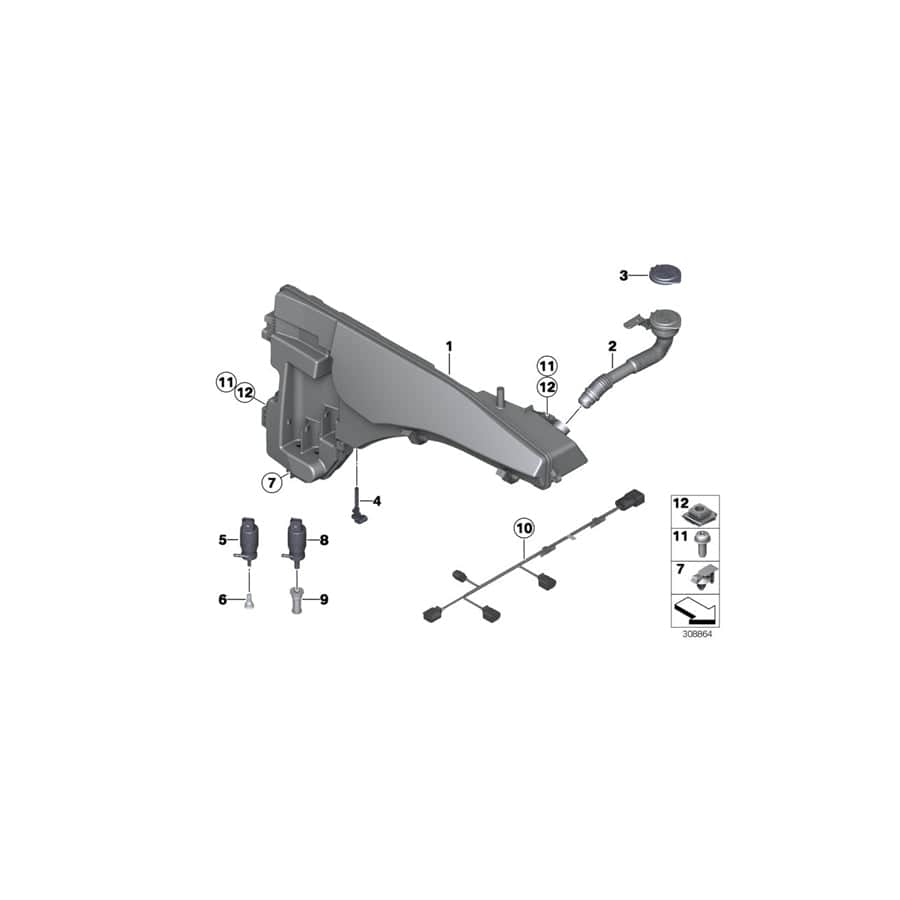 Genuine BMW 61129184810 E71 E72 Wiring Set, Wash Water Container (Inc. X6)