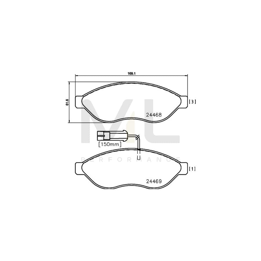 TEXTAR 2446801 Brake pad set with integrated wear warning contact