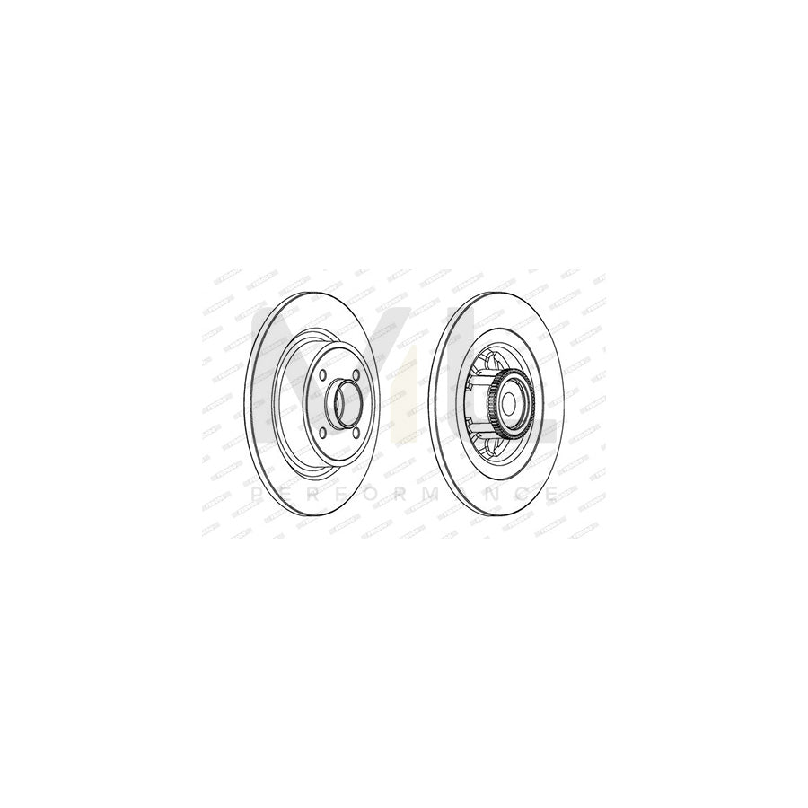 Ferodo DDF1641C Brake Disc Solid, Coated, With Abs Sensor Ring, With Wheel Bearing Set - Pair